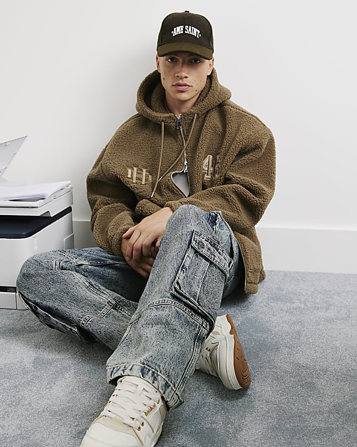 Blue Loose Fit Cargo Leg Jeans