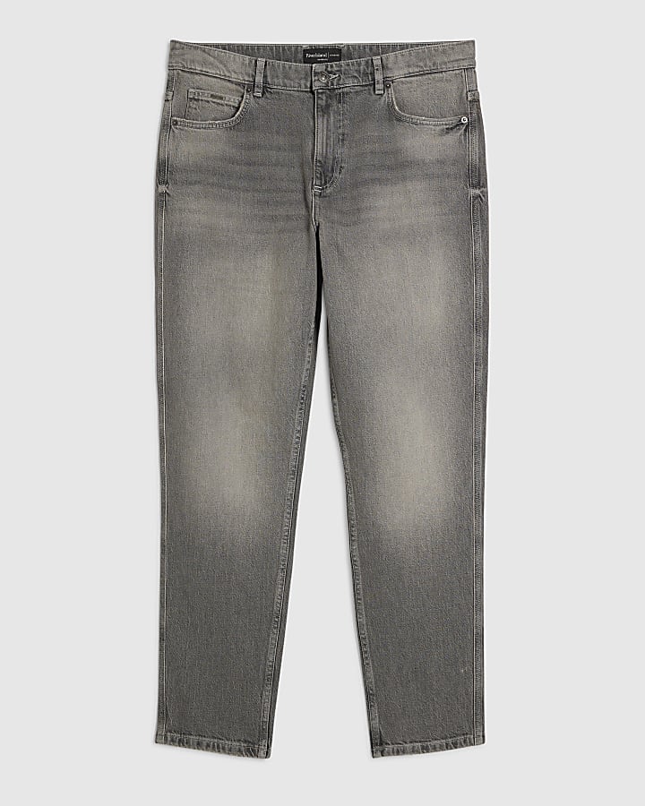 Grey Tapered Fit Jeans