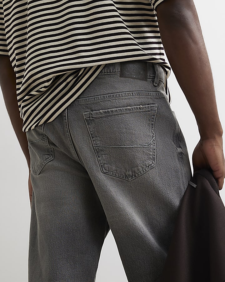 Grey Tapered Fit Jeans