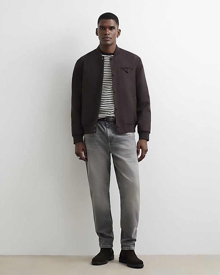 Grey Tapered Fit Jeans