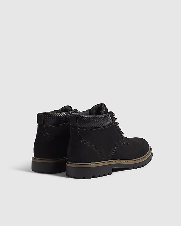 Black Nubuck Padded Collar Chukka Boots