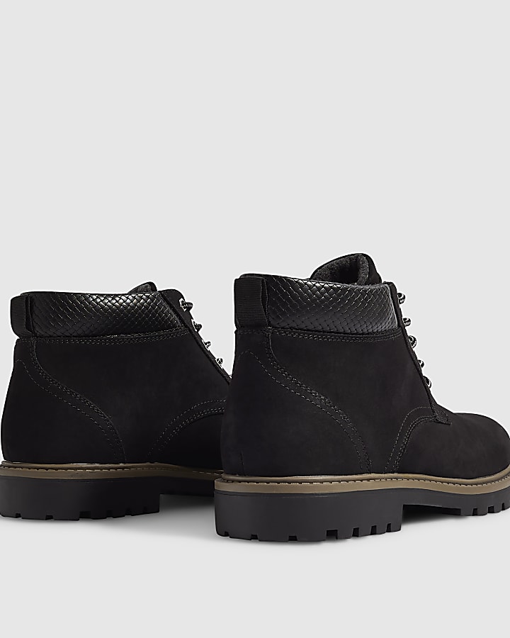 Black Nubuck Padded Collar Chukka Boots