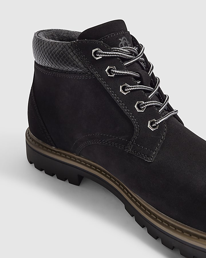 Black Nubuck Padded Collar Chukka Boots