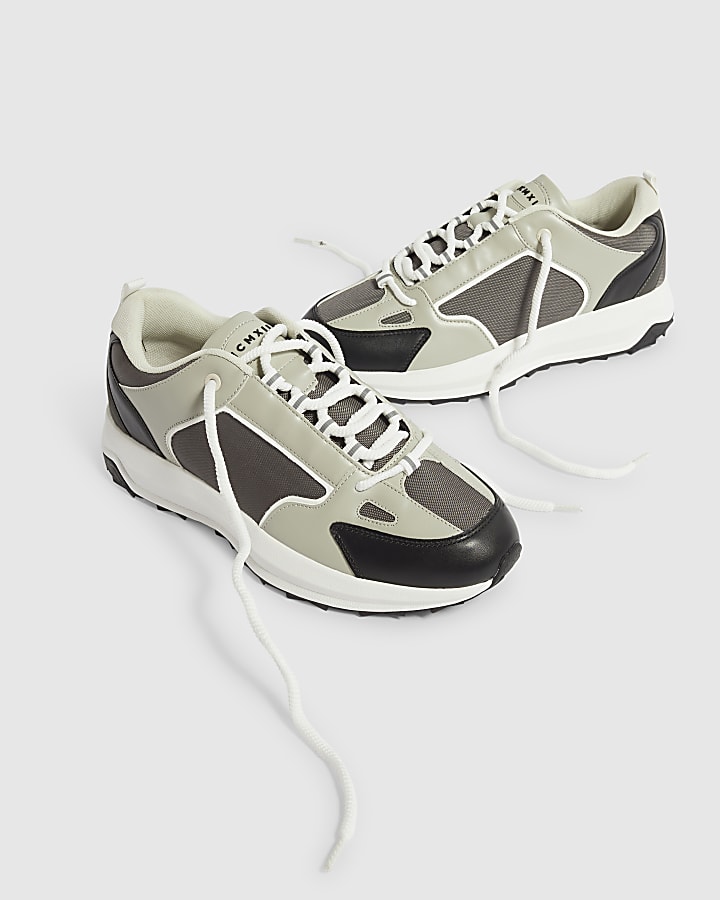 Grey Colour Block Trainers