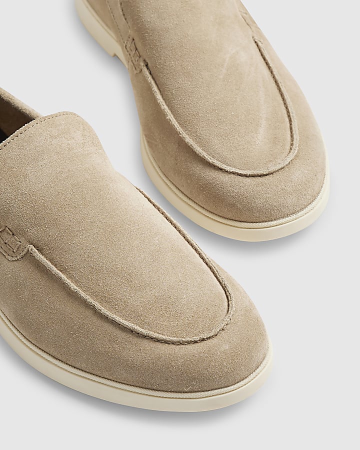 Beige Suede Deconstructed Loafers
