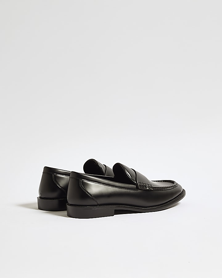 Black Faux Leather Loafers