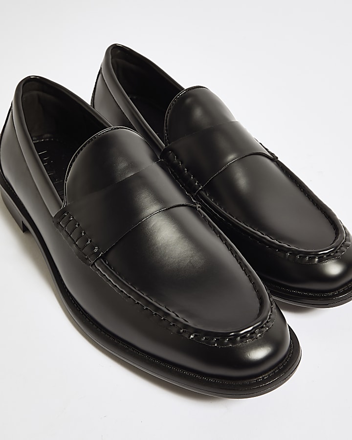 Black Faux Leather Loafers