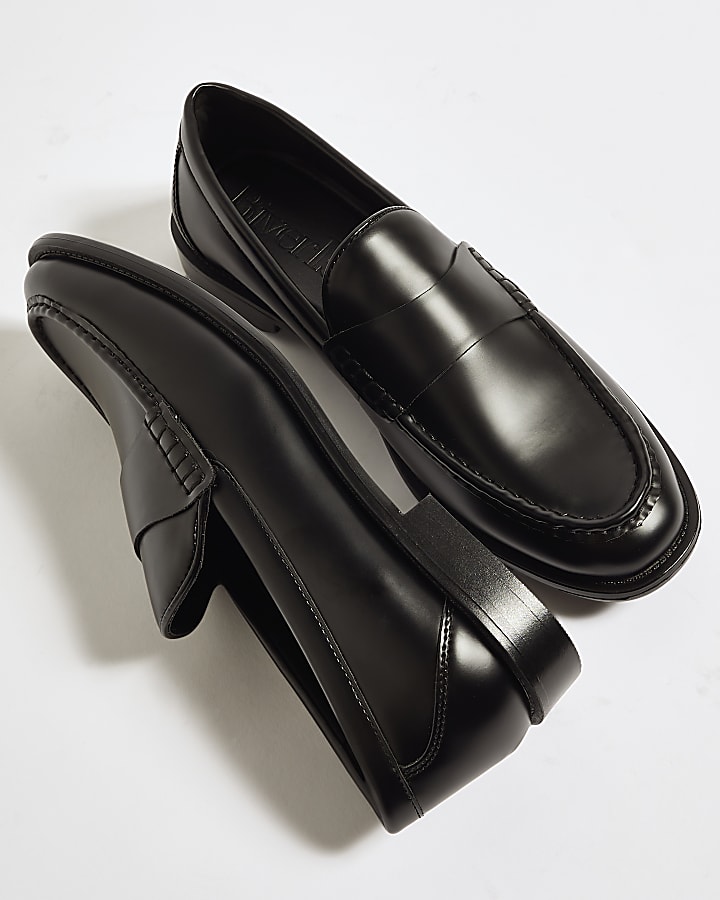 Black Faux Leather Loafers