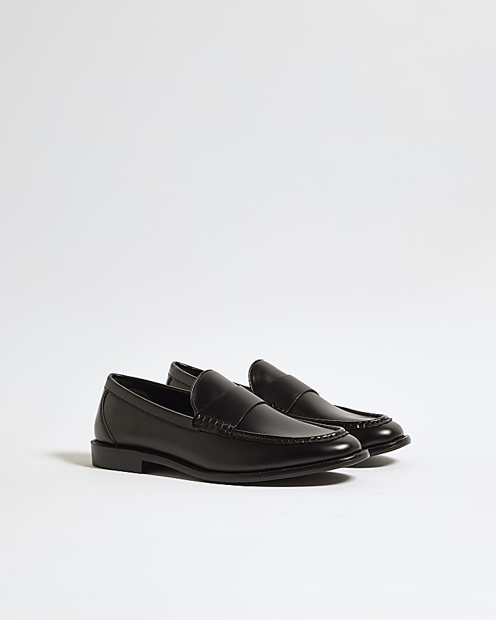 Black Faux Leather Loafers