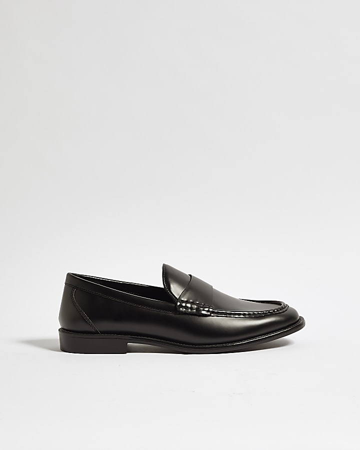 Black Faux Leather Loafers