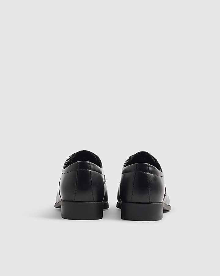 Black Faux Leather Derby Shoes