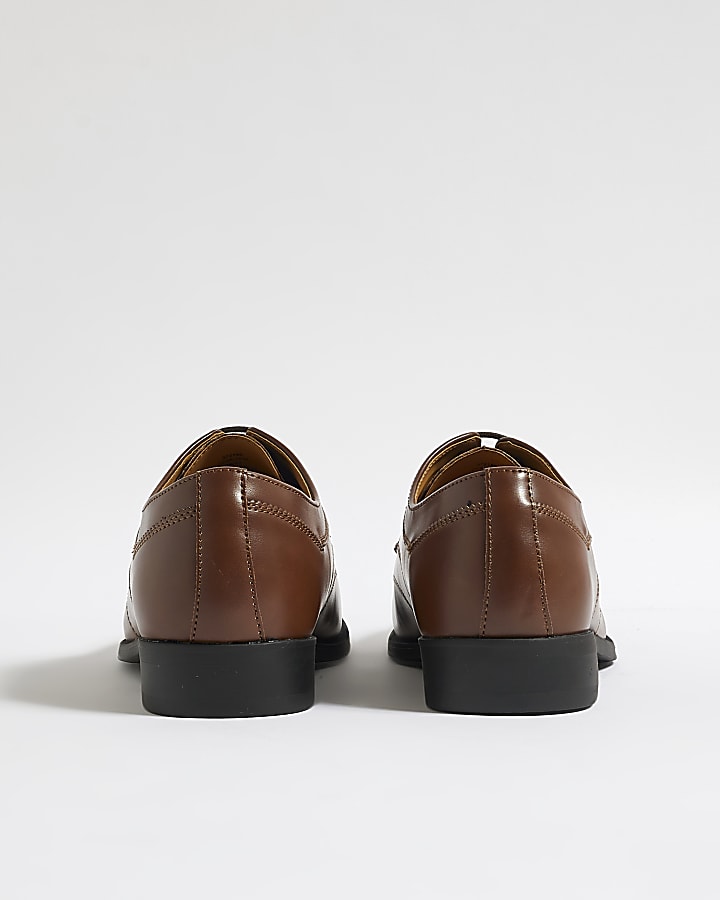 Brown Faux Leather Brogue Shoes