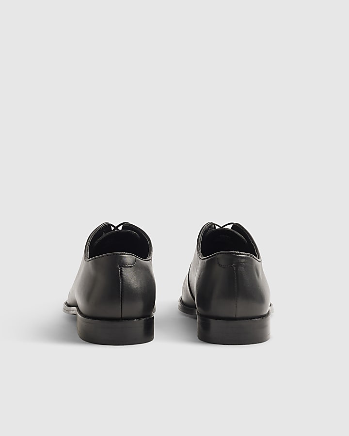 Black Seamless Leather Oxford Shoes