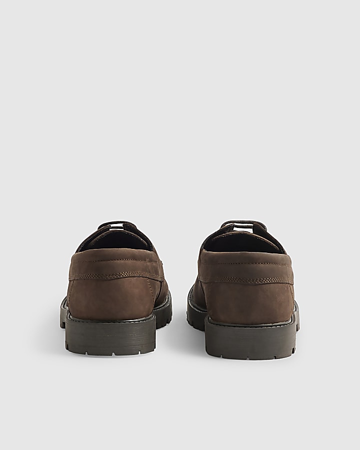 Brown Leather Chunky Boat Shoes