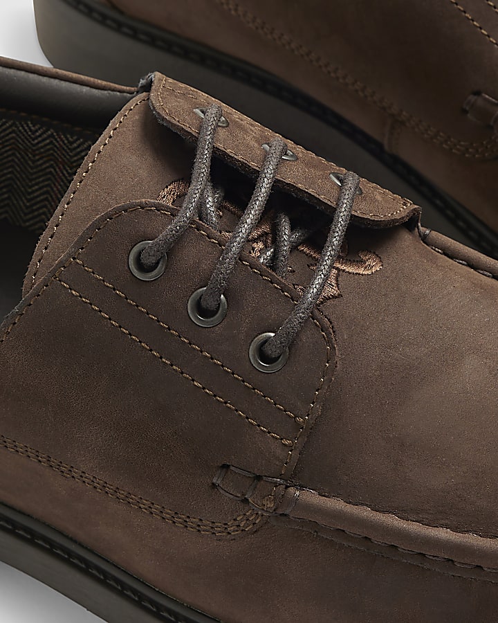 Brown Leather Chunky Boat Shoes