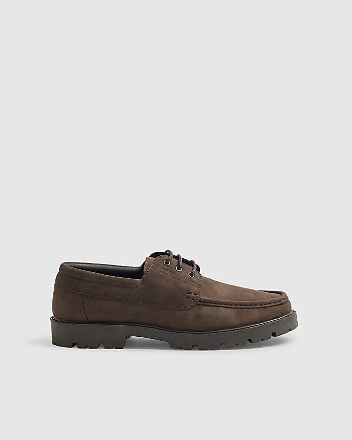 Brown Leather Chunky Boat Shoes