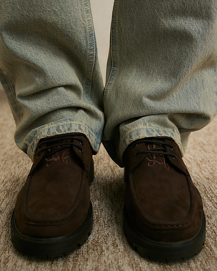 Brown Leather Chunky Boat Shoes
