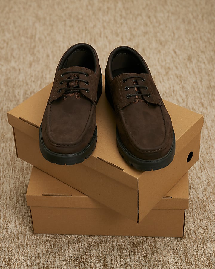Brown Leather Chunky Boat Shoes