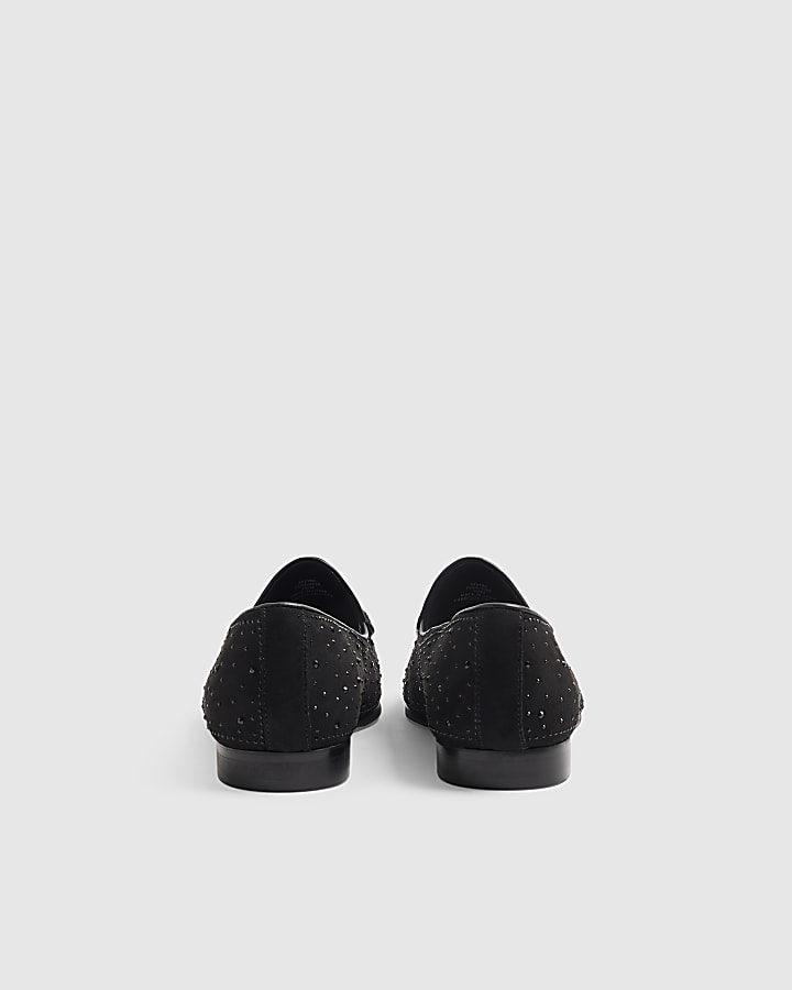 Black Embellished Loafers