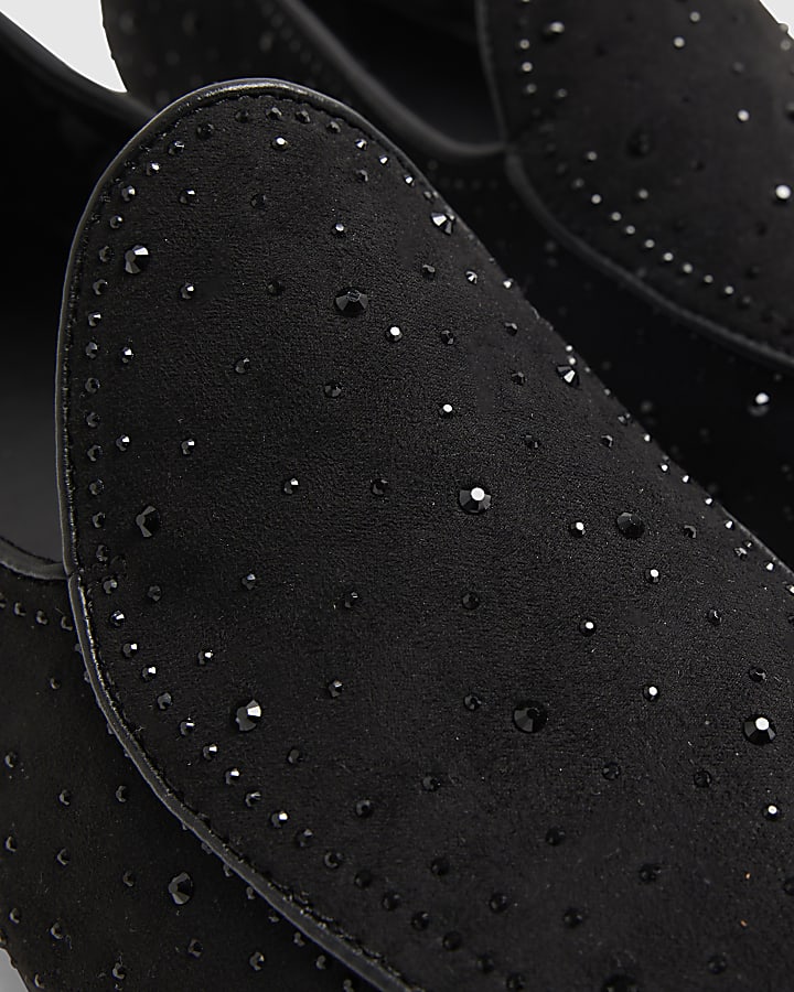 Black Embellished Loafers