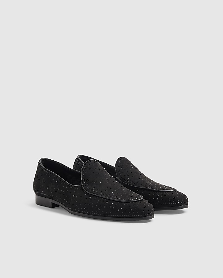 Black Embellished Loafers
