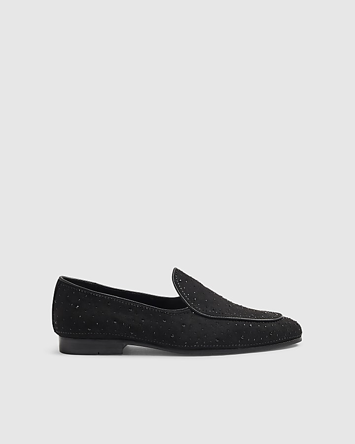 Black Embellished Loafers