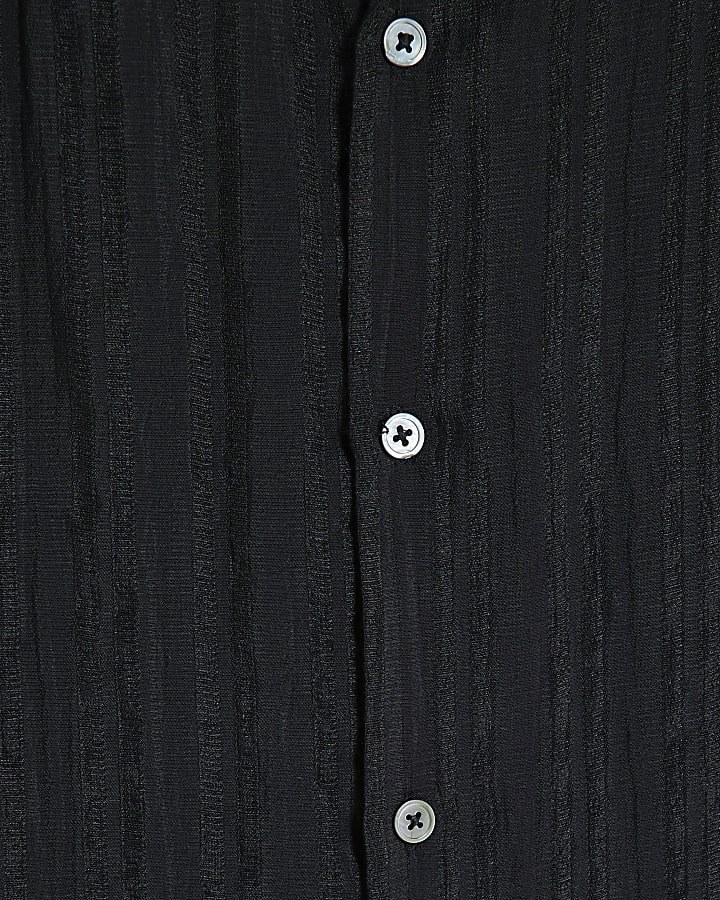 Black Short Sleeve Textured Shirt