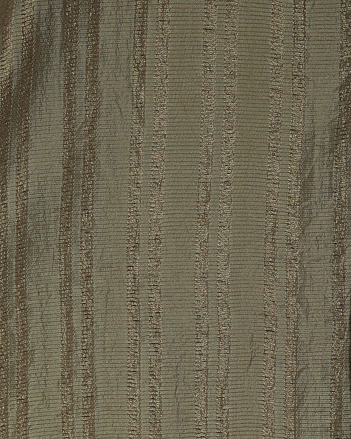Khaki Cotton Blend Short Sleeve Shirt