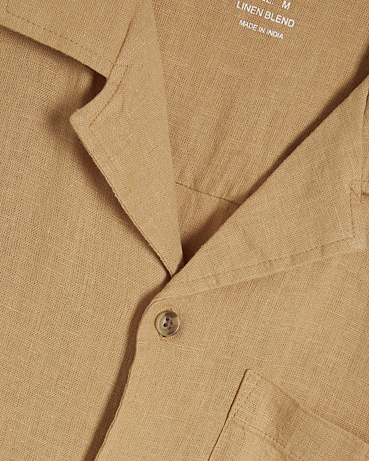 Orange Regular Fit Luminus Linen Blend Shirt