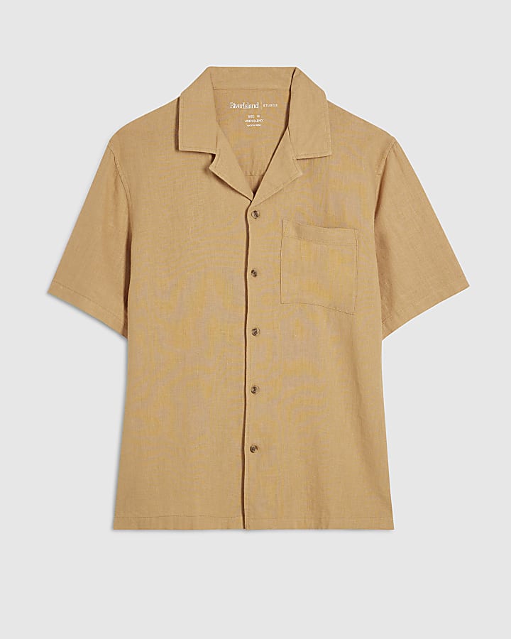 Orange Regular Fit Luminus Linen Blend Shirt