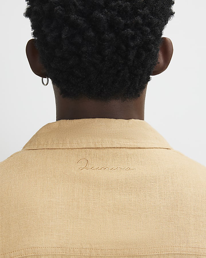 Orange Regular Fit Luminus Linen Blend Shirt