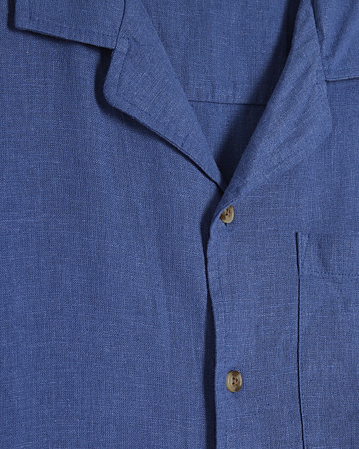 Blue Linen Blend Short Sleeve Luminus Shirt