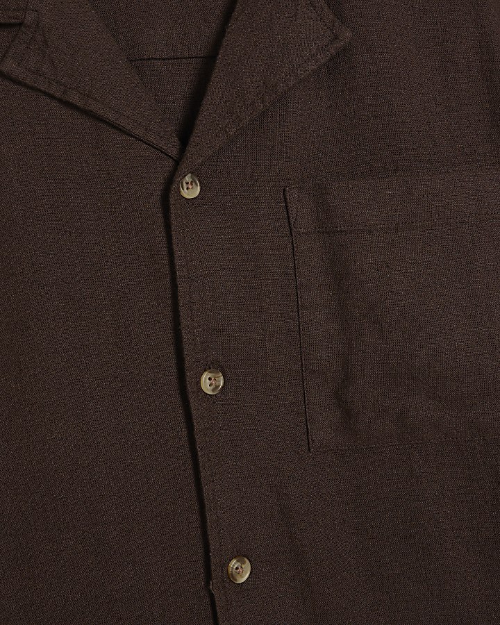 Brown Regular Fit Luminus Linen Blend Shirt