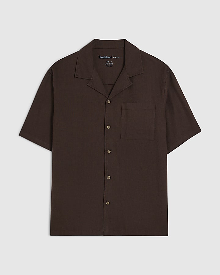 Brown Regular Fit Luminus Linen Blend Shirt
