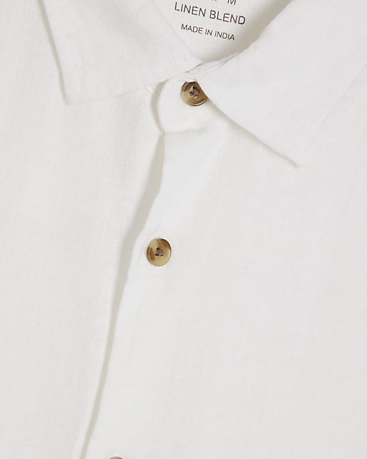 White Regular Fit Luminus Linen Blend Shirt