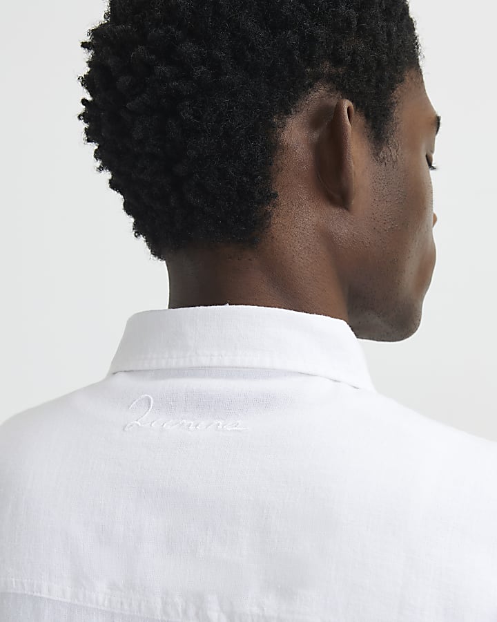 White Regular Fit Luminus Linen Blend Shirt