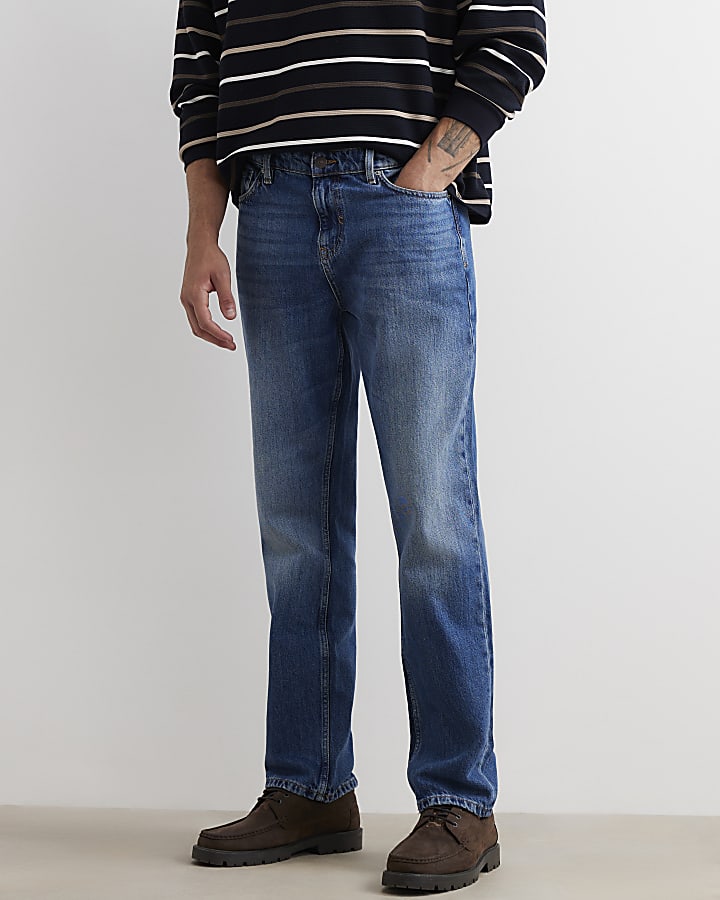 Blue Straight Leg Jeans