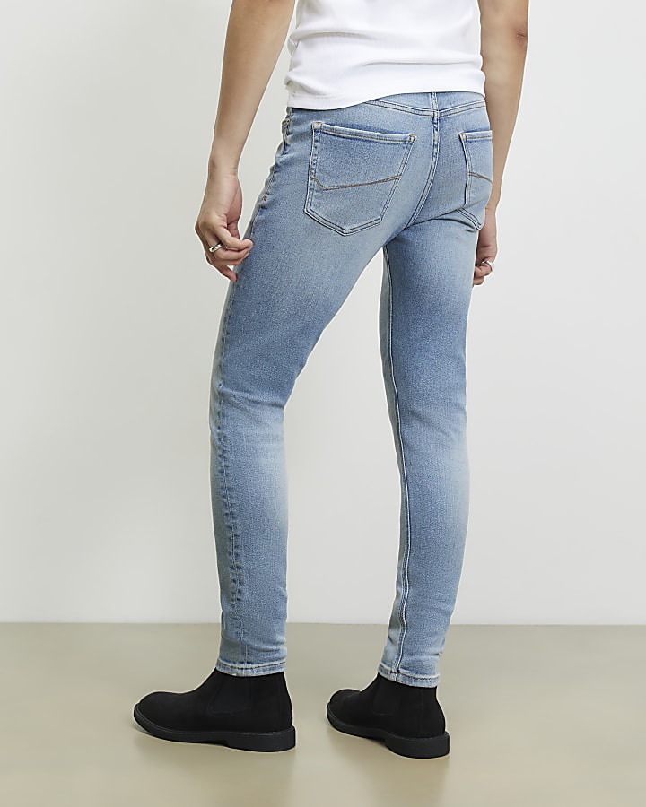 Blue Skinny Fit Washed Spray On Jeans