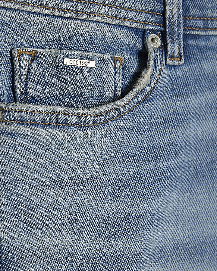Blue Skinny Fit Washed Spray On Jeans