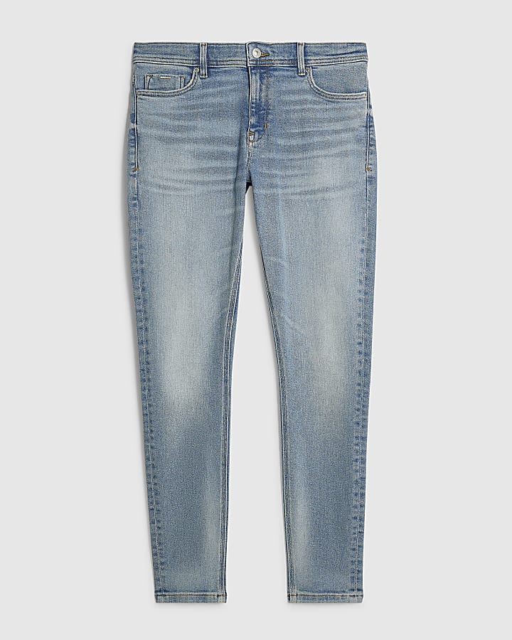 Blue Skinny Fit Washed Spray On Jeans
