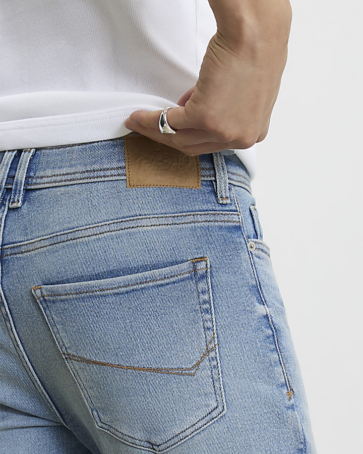 Blue Skinny Fit Washed Spray On Jeans