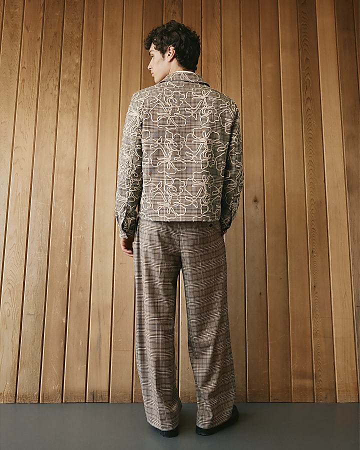 Brown Twisted Tailor Check Trousers