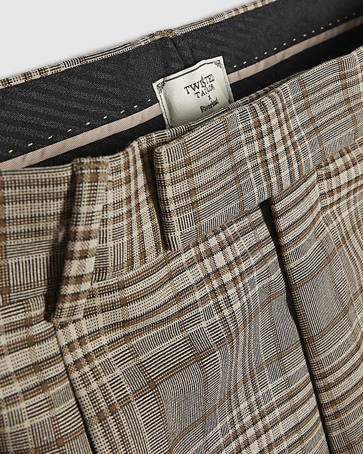 Brown Twisted Tailor Check Trousers