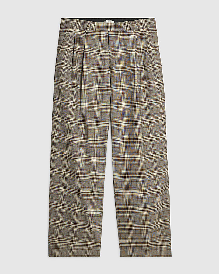 Brown Twisted Tailor Check Trousers