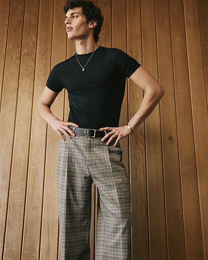 Brown Twisted Tailor Check Trousers