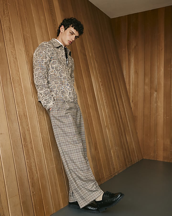 Brown Twisted Tailor Check Trousers