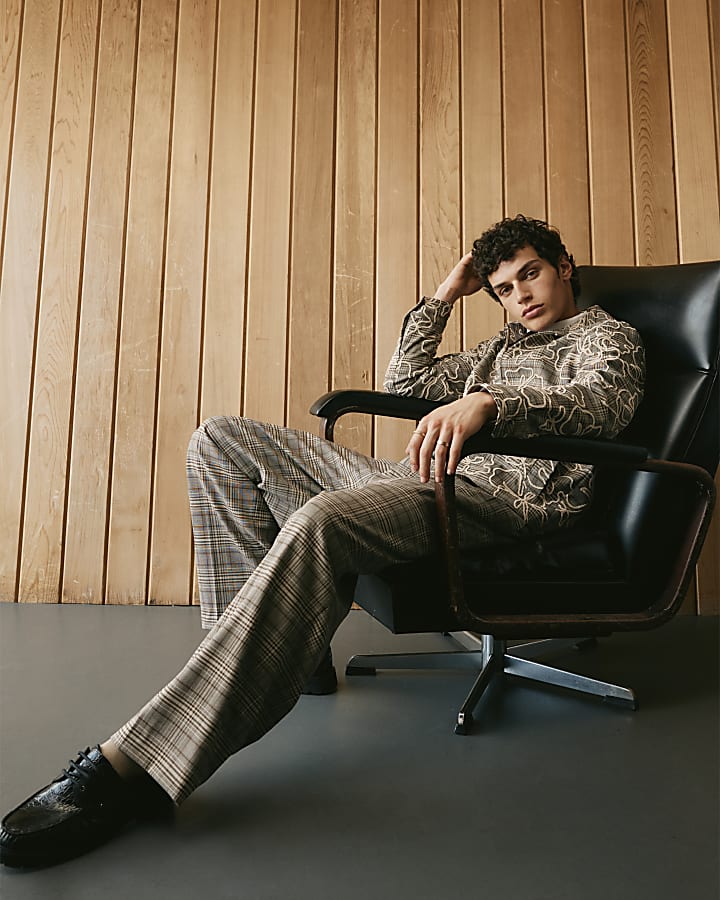Brown Twisted Tailor Check Trousers