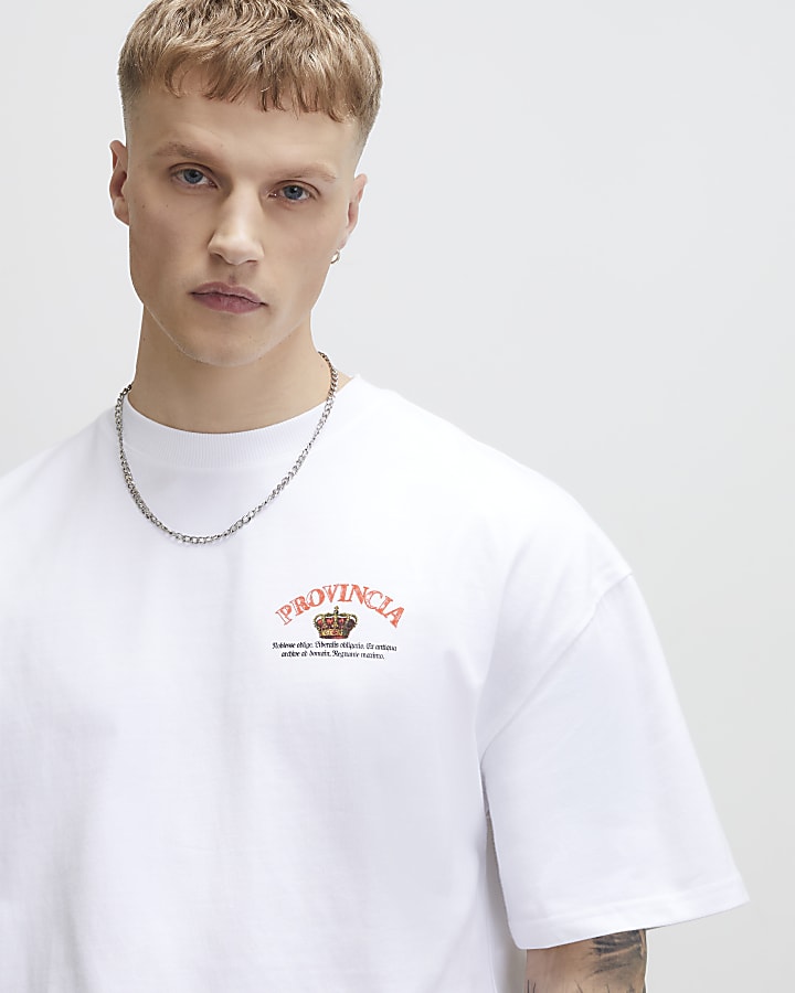 White Oversized Fit Provincia Crest T-Shirt