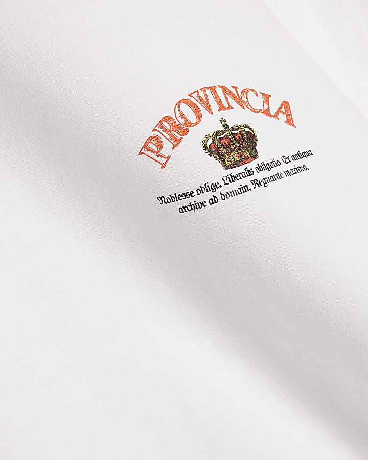 White Oversized Fit Provincia Crest T-Shirt