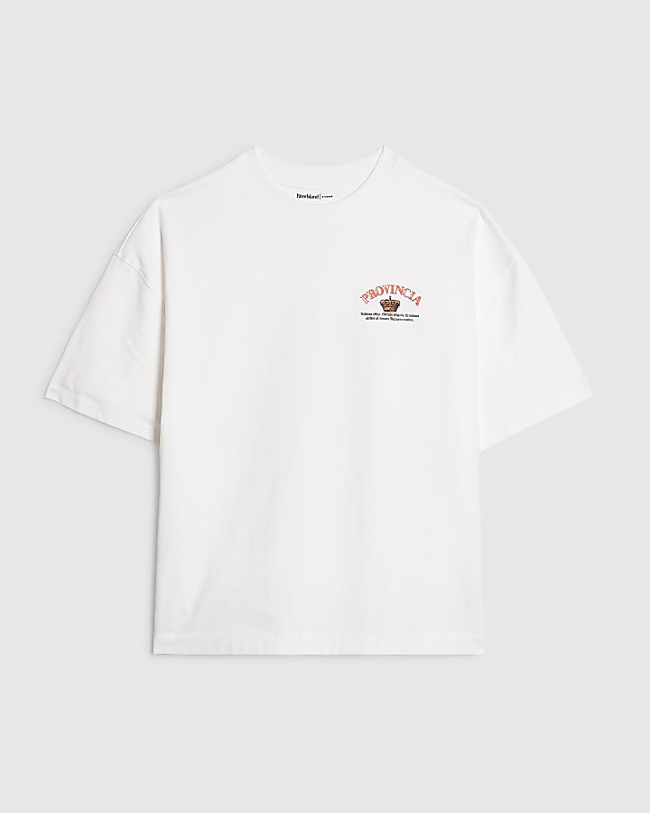 White Oversized Fit Provincia Crest T-Shirt